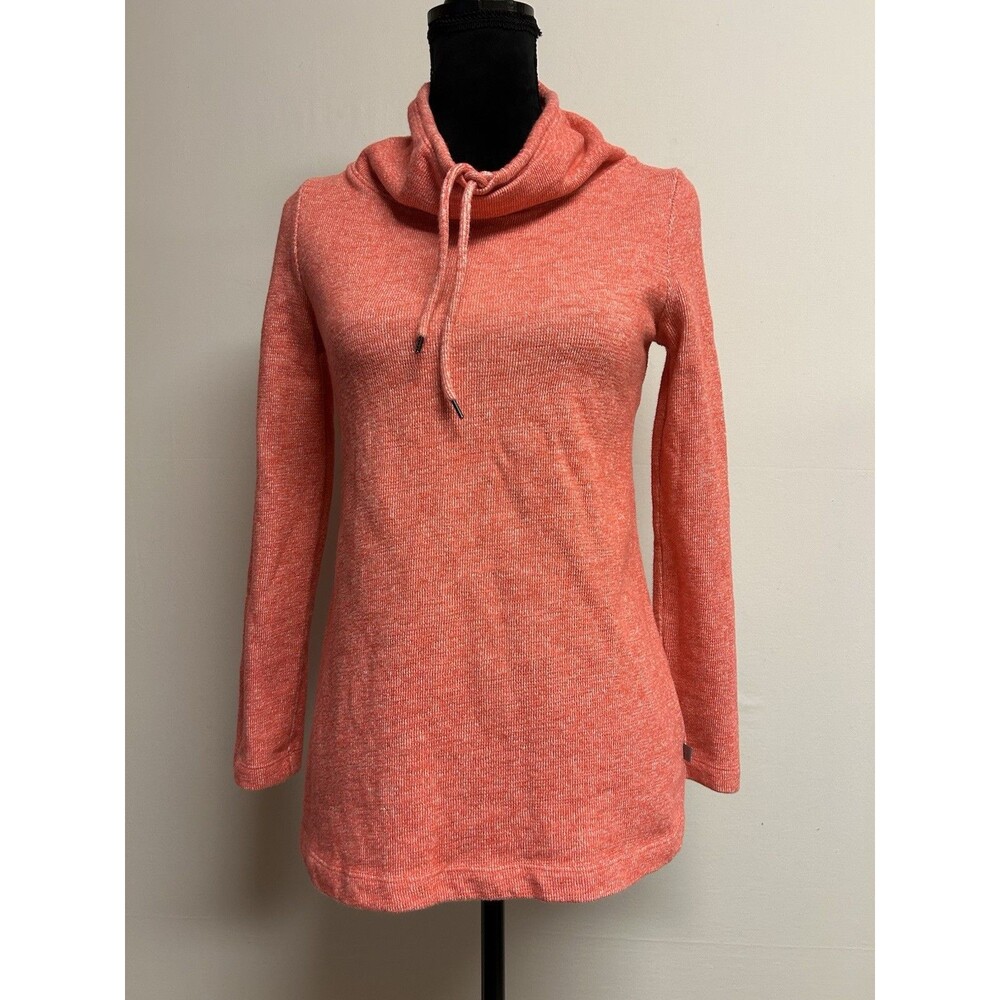 T by TALBOTS Womens SP  Coral Top Pullover Drawstring Cowl neck Long Sleeve